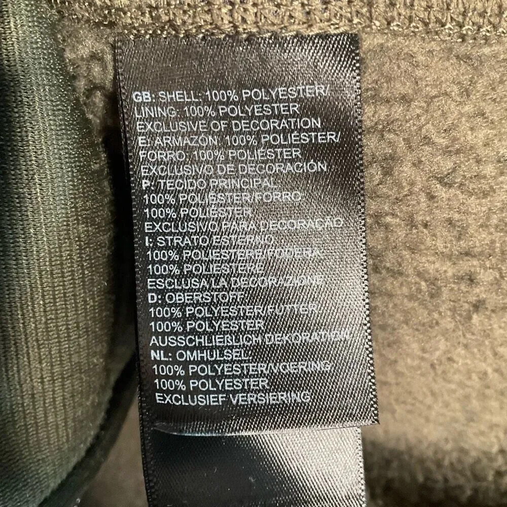 The North Face Knit Jacket mens M ZipUp Sherpa Lined Fleece Khaki Green‎ Sweater